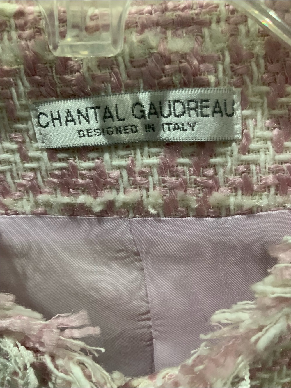 Pink Tweed Collarless Jacket - Women's - Picture 3 of 5